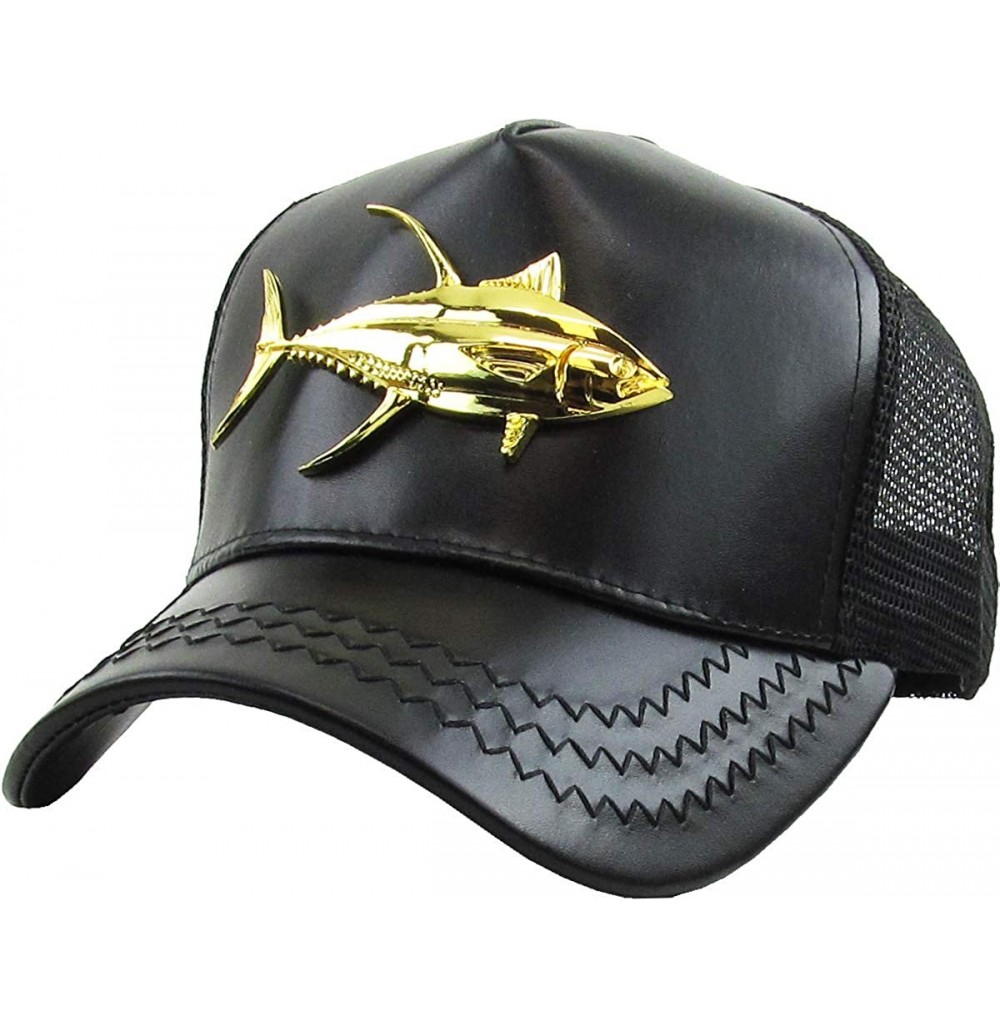 Baseball Caps Dominican Republic Gold Badge Wolf Rooster Tuna Trucker Cap Adjustable Snapback Hat - 3.(tuna) Black - CS18IDQA2M5