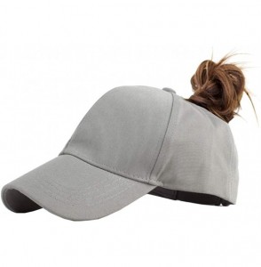 Baseball Caps Cotton Ponytail Hats Baseball for Women Adjustable Solid Color - Black+grey - C318NRWYZGU