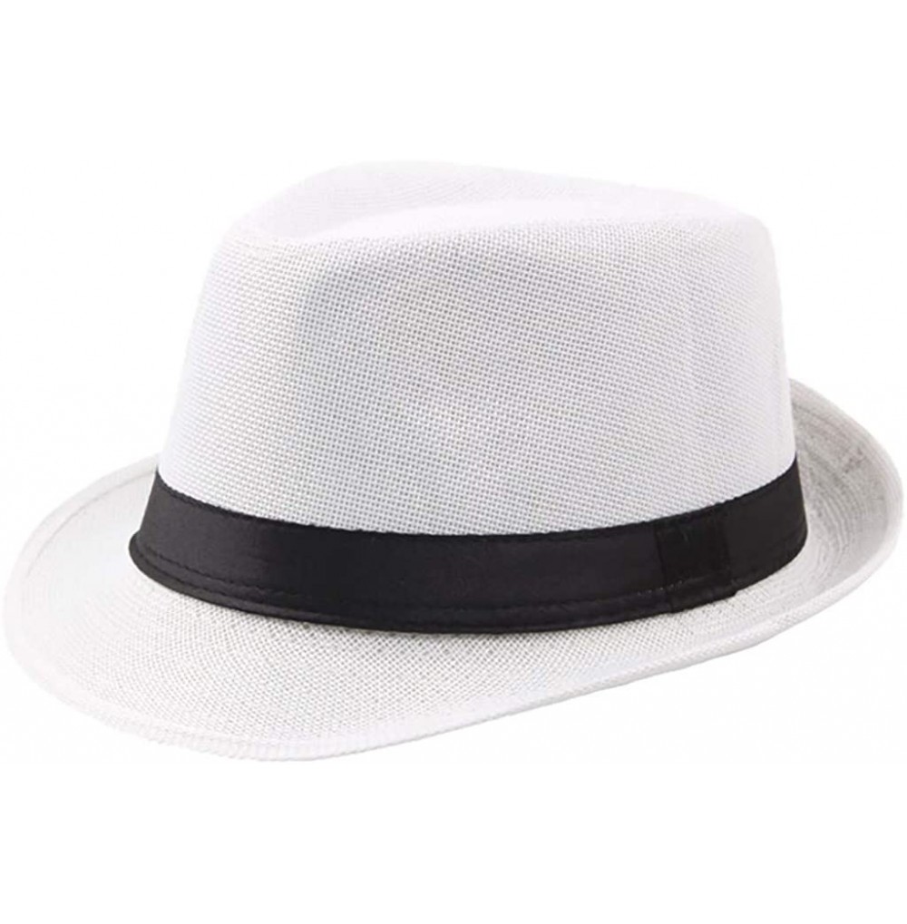 Fedoras Mens Vintage 20s Hat Classic Gentleman Manhattan Structured Trilby Fedora Brim Casual Jazz Hat with Band - C118XH3U566