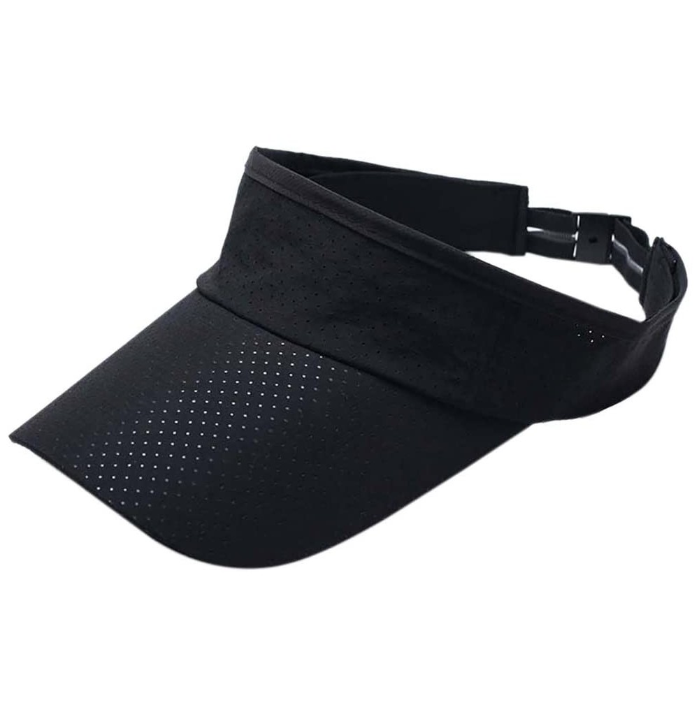 Visors Men's Quick Dry Sport Sun Visor Athletic Mesh Visor Cap Sun Protector with Adjustable Strap - Black - CL18CSLT6ZU