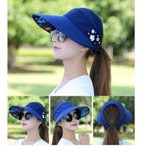 Sun Hats Women Fashion Print Breathable Fastening Tape Sunscreen Sun Cap Sun Hat Sun Hats - Navy Blue - CP18TA3RI9N