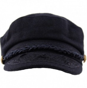 Newsboy Caps Men's Greek Fisherman Sailor Fiddler Winter Wool Driver Hat Flat Cap - Navy - CN12O1SUDT2
