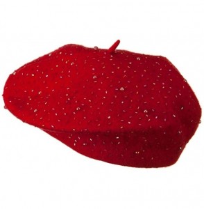 Berets Beads Decoration Wool Beret - Red - CX110A3WURJ