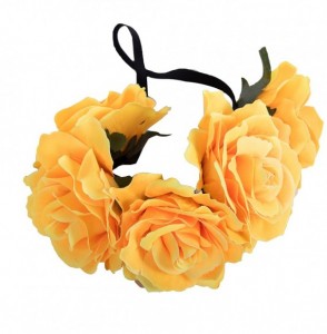 Headbands Rose Flower Crown Headband Hair Wreaths for Wedding Festivals Holiday (Yellow) - Yellow - CE189535CAH