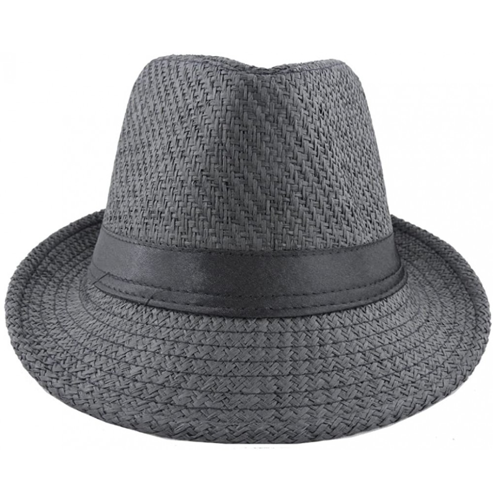 Fedoras Silver Fever Stylish Banded Fedora Hat with Ribbon - Gray - C312BWNOK0B