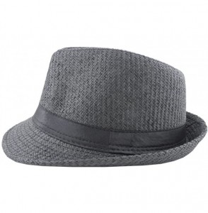 Fedoras Silver Fever Stylish Banded Fedora Hat with Ribbon - Gray - C312BWNOK0B
