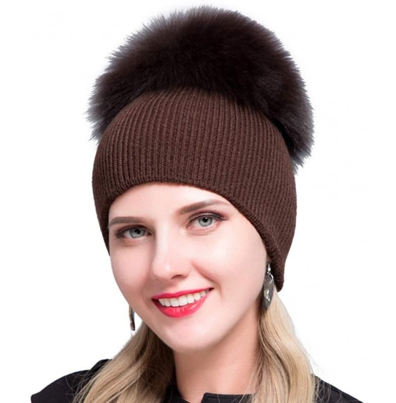 Skullies & Beanies Winter Women's Warm hat Fox Fur Straw hat Knitted Wool ski hat MS - C+c - CM18ME8ZDUH