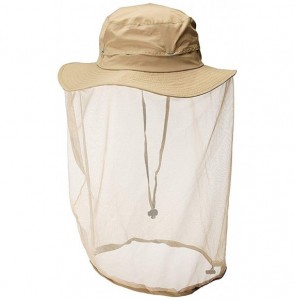 Sun Hats Women's Outdoor UPF 50+ Sun Hat with Mesh Face Mask - Khaki - CZ11WSTR7A3