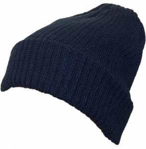 Skullies & Beanies Adult Solid Color Thick W/Fleece Lined Cuffed Beanie (One Size) - Navy - C011Q5DBK4N