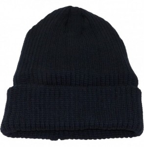 Skullies & Beanies Adult Solid Color Thick W/Fleece Lined Cuffed Beanie (One Size) - Navy - C011Q5DBK4N