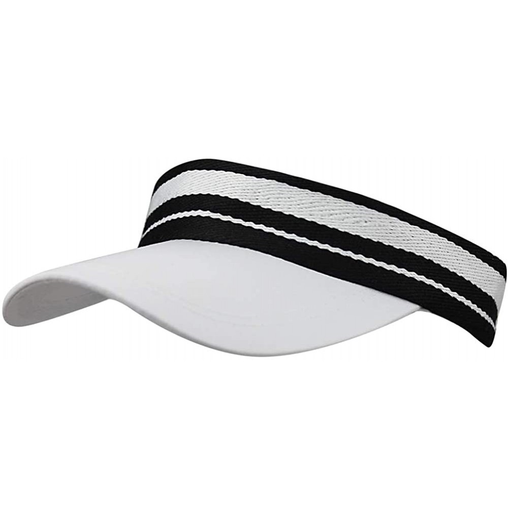 Baseball Caps Summer Outdoor Sports Beathable Long Brim Empty Top Baseball Sun Cap Hat Visor - Striped White - CB18S8OW9GY