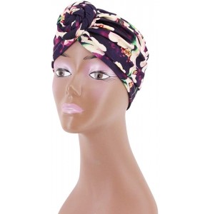 Skullies & Beanies Women Tie-Dye Headband Hat Cotton Softening Chemotherapy Cap Sleeping Cap Hair Loss Headwrap - Purple Flow...