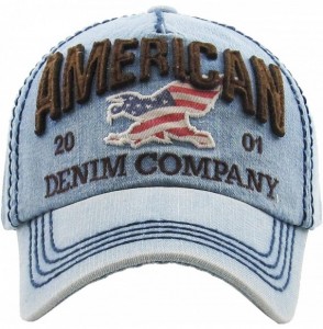 Baseball Caps Eagle and Free Spirit Distressed Baseball Cap Dad Hat Adjustable Unisex Fashion - (4.1) Light Denim Eagle - CW1...