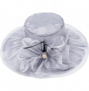 Sun Hats Womens Kentucky Derby Wide Brim Sun Dress Church Wedding Hat A342 - Gray - CQ12EZ1FVG9