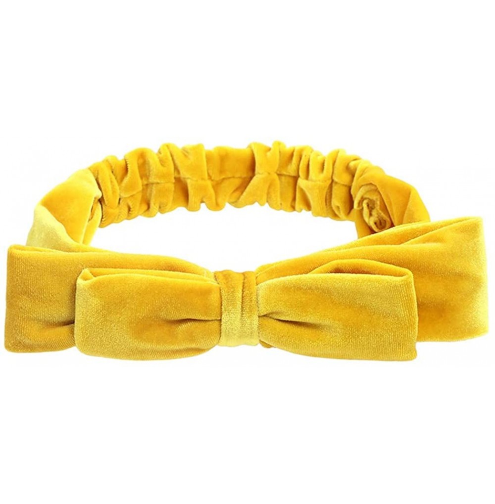Headbands Velvet Knot Headbands Women Noble Bowknot Hair Band Turban Headband On Head for Women Bandana Bandage - Yellow - CH...