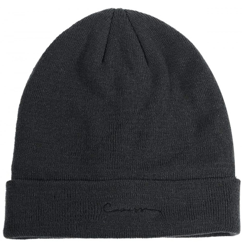 Skullies & Beanies Men Beanie Hat Winter Knit Hat Warm Polo Beanie Women Ski Caps Unisex Winter Hats - Dark Gray - C818U246Q5G