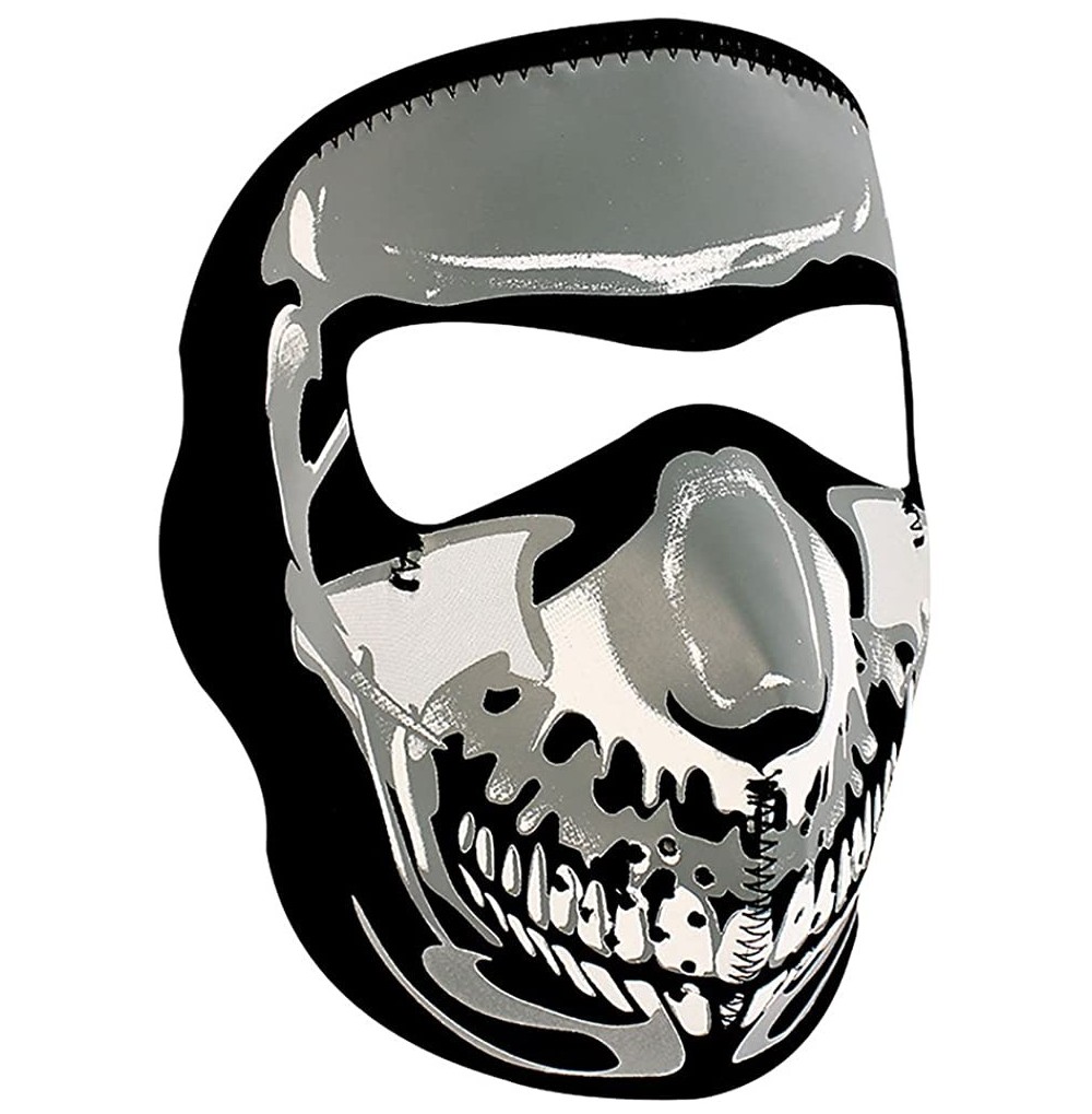 Balaclavas Neoprene Full Face Protection for Winter Sports- Biker - Chrome Skull - CW12O8BNDQN