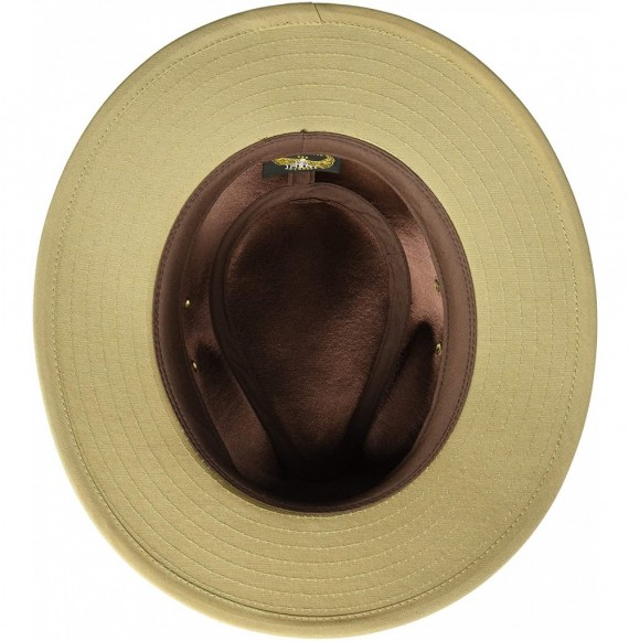 Cowboy Hats Water Repellent Safari with Leather Band - Khaki - CC113EZDVIX