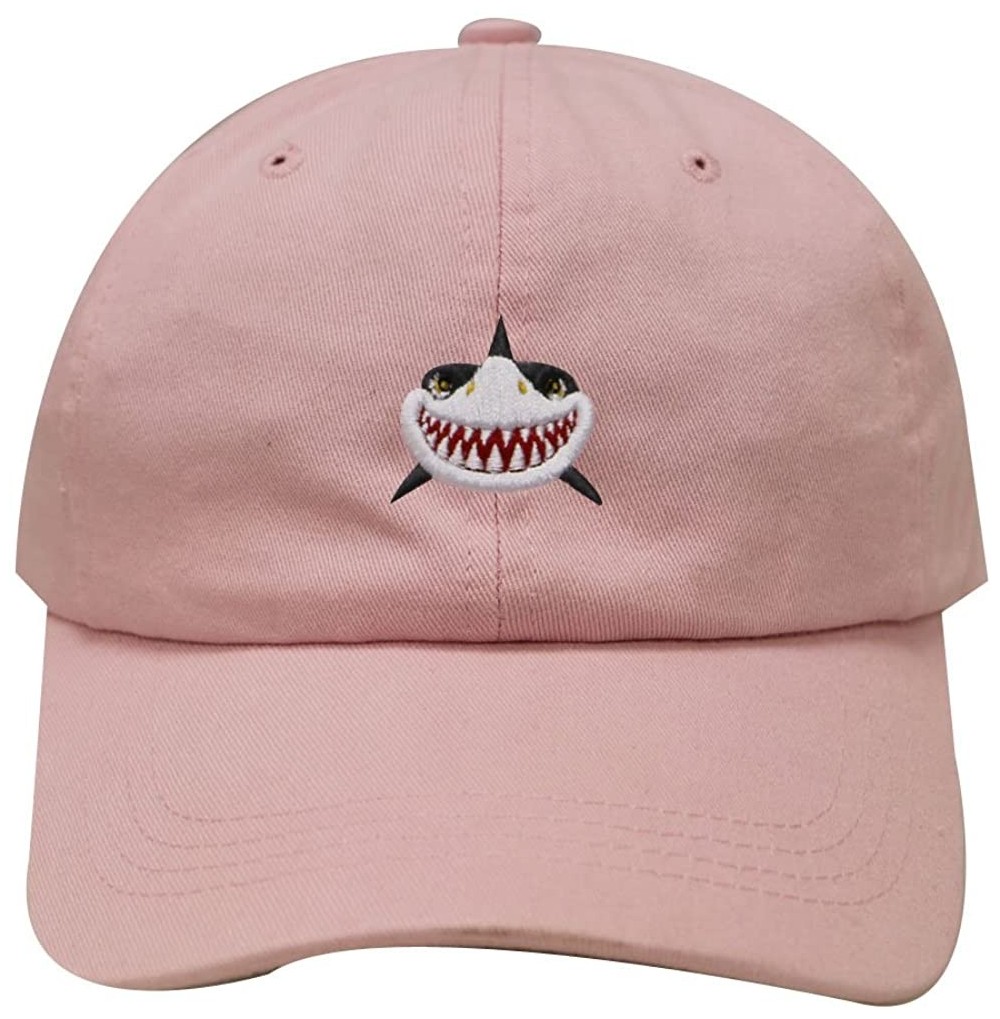 Baseball Caps Shark Face Cotton Baseball Dad Caps - Pink - CC17YEYKMS4