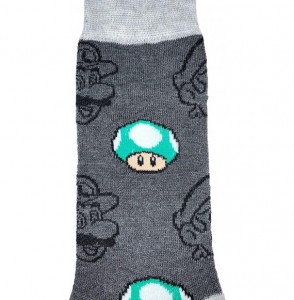 Baseball Caps Nintendo Super Mario Bros Green Luigi Baseball Cap and Grey Mushroom Crew Sock Gift Bundle - C018YYGWIC5