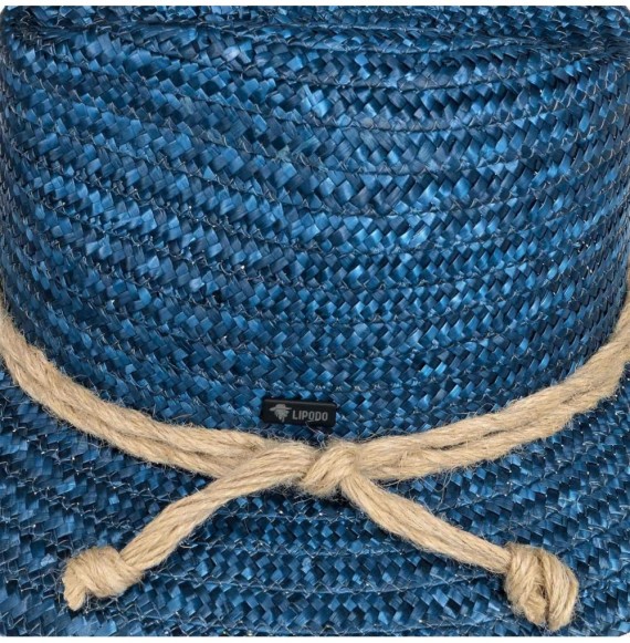 Cowboy Hats Tyrolean Straw Hat Women/Men - Made in Italy - Blue - C418O9AXWNN