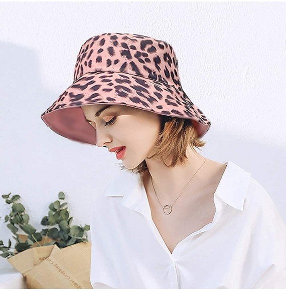 Bucket Hats Reversible Leopard Bucket Hats Women Fashion Floppy Sun Cap Packable Fisherman Hat - C-pink - CI18QIZ8SY5