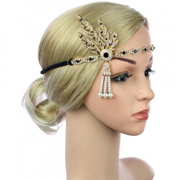 Headbands Rhinestone Headpiece 1920s Medallion Accessories - 31-d-gold/Black - CY194HISUX7