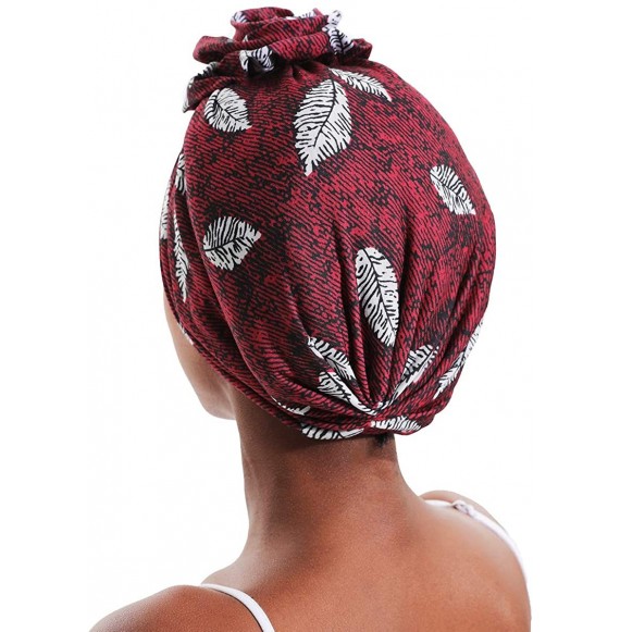 Skullies & Beanies Cotton Turbans for Women Flower Knot Headwrap Pre-Tied Bonnet Boho Pattern Chemo caps for Hair Loss - CA18...