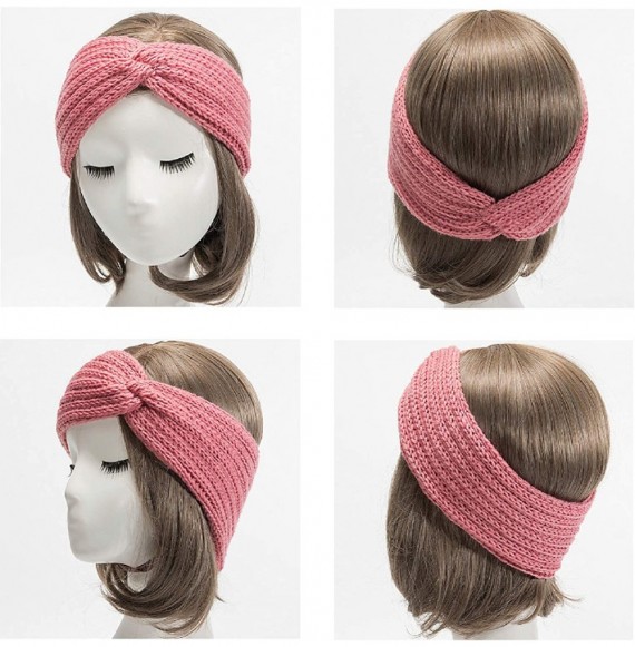 Headbands Women Knitted Twist Headband Turban Hair Band Head Wrap Headwear - Black - CQ18LSU244R