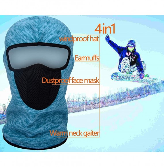 Balaclavas Winter Balaclava Face mask Thick Scarf ski mask Neck Gaiter face Cover face Cloth Head Hood - Sea Green Grid - CN1...