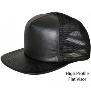 Baseball Caps Genuine Leather Trucker Hats Snapback Made in USA - Black - C211GL0RYD1