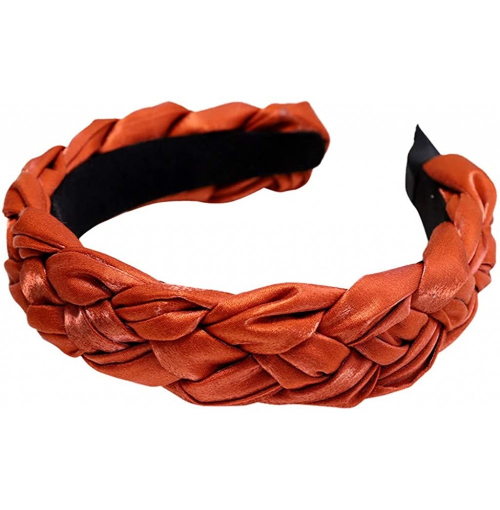 Headbands Womens Headband Pure Color Hairband Bow Tie Velvet Wide-Brimm Headwrap Hair Band - Orange - C118XL23URU