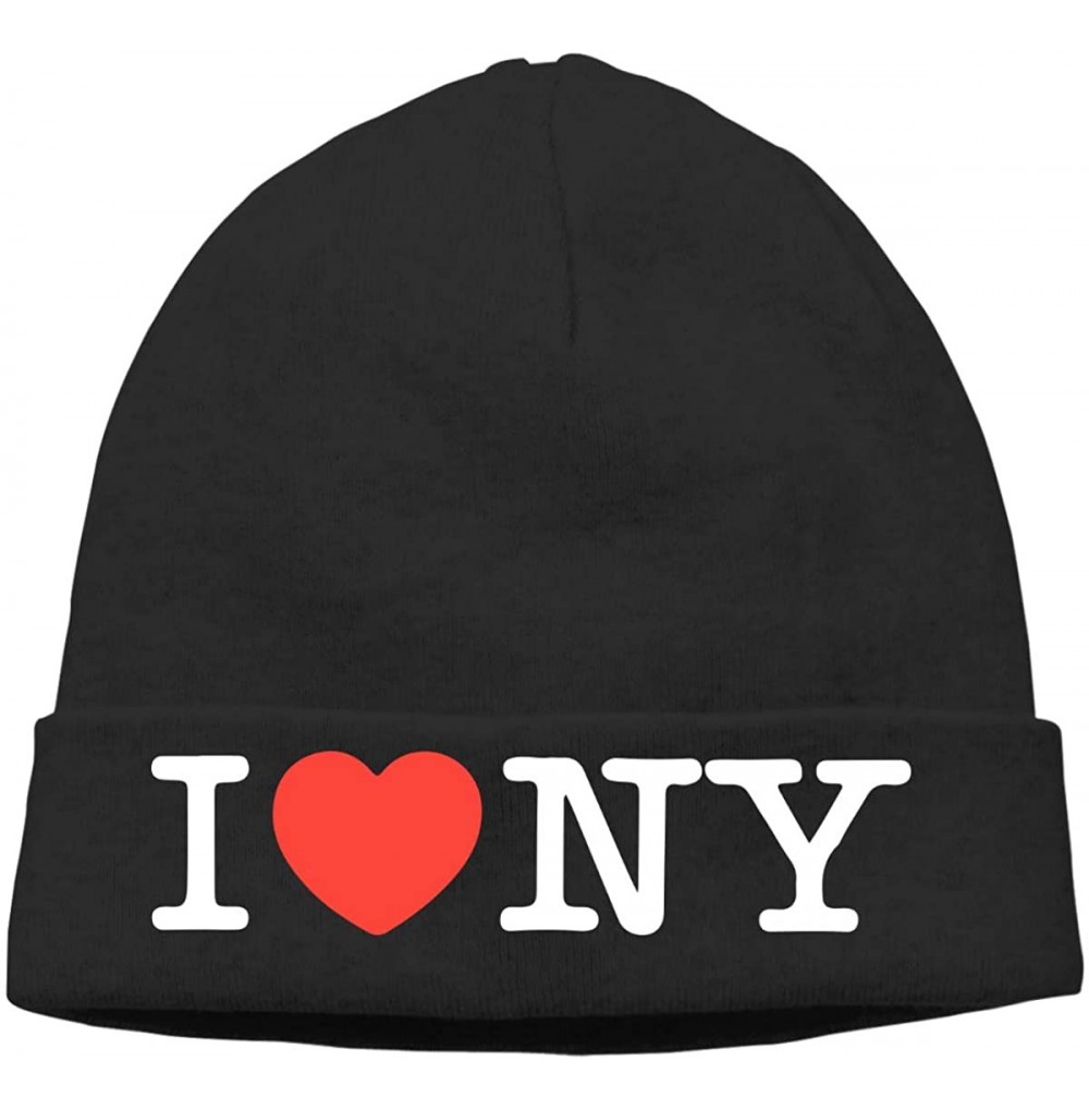 Skullies & Beanies Warm Knit Cap for Men Women- I Love NY New York Heart Stocking Cap - Black - C818YDTAI7C