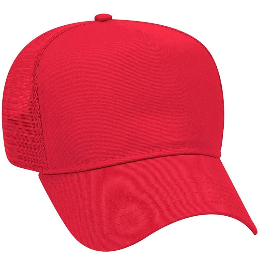 Baseball Caps Cotton Blend Twill 5 Panel Pro Style Mesh Back Trucker Hat - Red - CO180D5YZ09