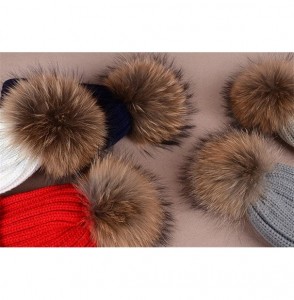 Skullies & Beanies Knit Hat for Womens Girls Fleece Winter Slouchy Beanie Hat with Real Raccon Fox Fur Pom Pom - Style02 Wine...