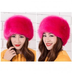 Skullies & Beanies Women's Faux Fur Hat for Winter with Stretch Cossack Russion Style Beanie Warm Cap - Rose - CT18ICNGS0I