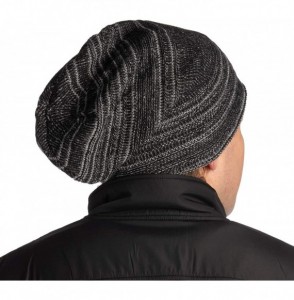 Skullies & Beanies Mens Beanie Hat Long Slouchy Striped Ribbed Knit Hat Lightweight Thick - Gray/Black - C5188HHATKC