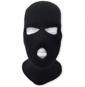 Balaclavas 3 Hole Beanie Face Mask Ski - Warm Double Thermal Knitted - Men and Women - Black - CU18SA0KCWS