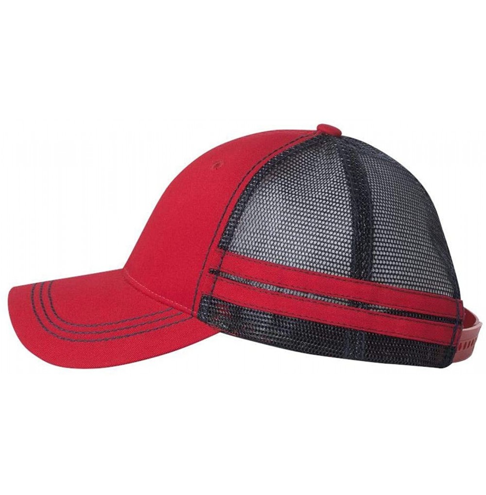 Baseball Caps Striped Trucker Cap - Red/Navy - CP126X5VOED