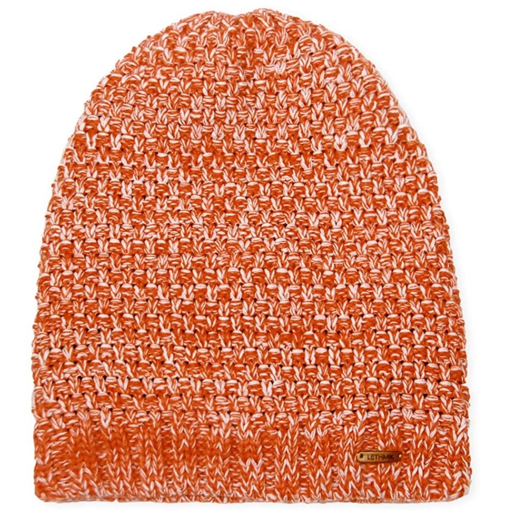 Skullies & Beanies Winter Long Slouchy Beanie Unique Mix Knit Ski Cap Hat Skully for Men & Women - Waffle Mix Orange - C0186H...