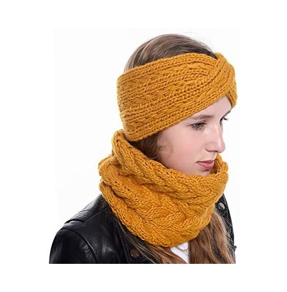 Cold Weather Headbands Winter Knitted Scarf Headband Set for Women Girls Cute Twist Ear Warmers Slouchy Circle Loop Scarfs - ...