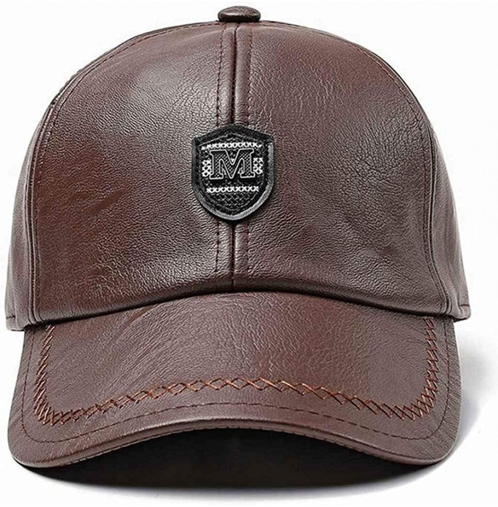 Newsboy Caps Fashion Emblem Autumn Winter PU Leather Men's Baseball Cap Waterproof Windproof Outdoor Sports Hat With Earflaps...