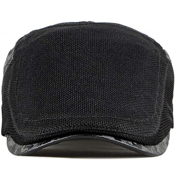 Newsboy Caps Men Breathable Mesh Summer hat Newsboy Beret Ivy Cap Cabbie Flat Cap - Camo Black - C5196IIG4I4