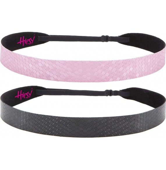 Headbands Women's Adjustable Non Slip Geo Sport Headband Multi Gift Pack - Wide Black & Pink 2pk - C811OI2APBL