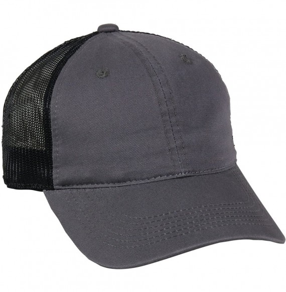 Baseball Caps Garment Washed Meshback Cap - Charcoal/Black - C91832KQRK9