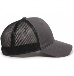 Baseball Caps Garment Washed Meshback Cap - Charcoal/Black - C91832KQRK9