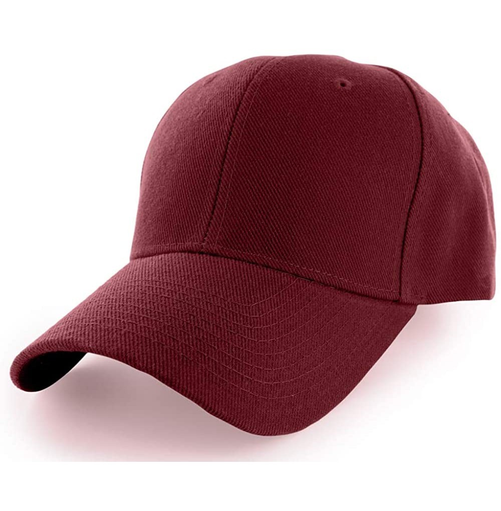 Baseball Caps Plain Baseball Cap Adjustable Men Women Unisex - Classic 6-Panel Hat - Outdoor Sports Wear - Maroon - CE18HD8Q4AQ