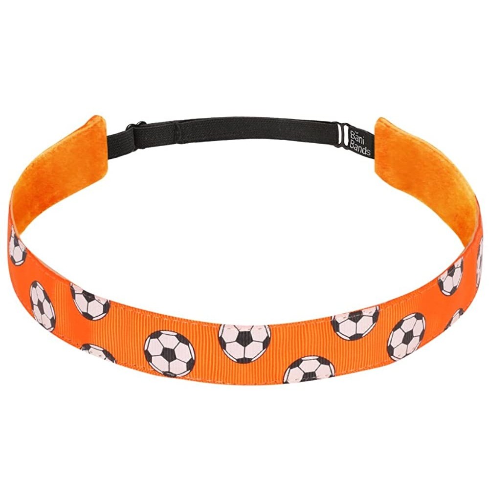 Headbands Non Slip Headbands for Girls - BaniBands Sports Headband - No Slip Band Design - Soccer-orange - CF11NORISV1