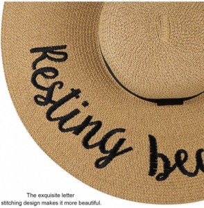 Sun Hats Womens Big Bowknot Straw Hat Floppy Foldable Roll up Beach Cap Sun Hat UPF 50+ - Ae Resting Beach Face - Khaki - CD1...