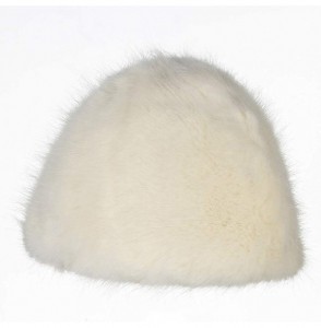 Skullies & Beanies Womens Warm Angora Beanie Skull Cap Elegant Solid Color Faux Fur Winter Fleece Beret Beanie Cap - Off-whit...